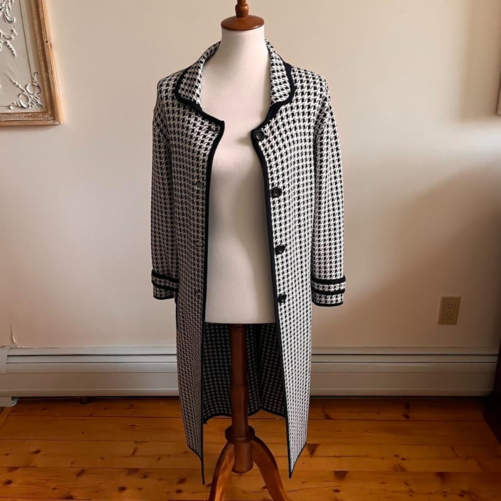 Houndstooth Knit Duster / Long Sweater